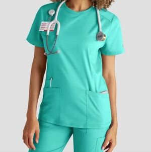 Women's Teal Medical Scrub Top - Professional Fit